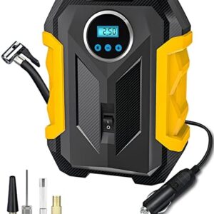 Compresor de Aire,Inflador de Llantas,Bomba de Aire Portátil para Neumáticos de Coche Bomba de Neumático Digital de 12 V CC 150 PSI con Luz LED de Emergencia para Coches,Camiones y Otros Inflables.