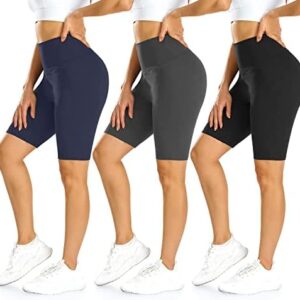 MOREFEEL Paquete de 3 pantalones cortos de ciclista para mujer, cintura alta, levantamiento de glúteos, entrenamiento, deportes, verano, pantalones cortos