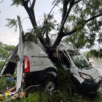 Pierde el control y choca contra jacarandas en Paseo de la República 